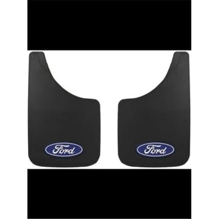 Plasticolor Plasticolor P23-000488R01 15 x 9 in. Easy Fit Black Mud Flaps with Ford Logo; Black P23-000488R01